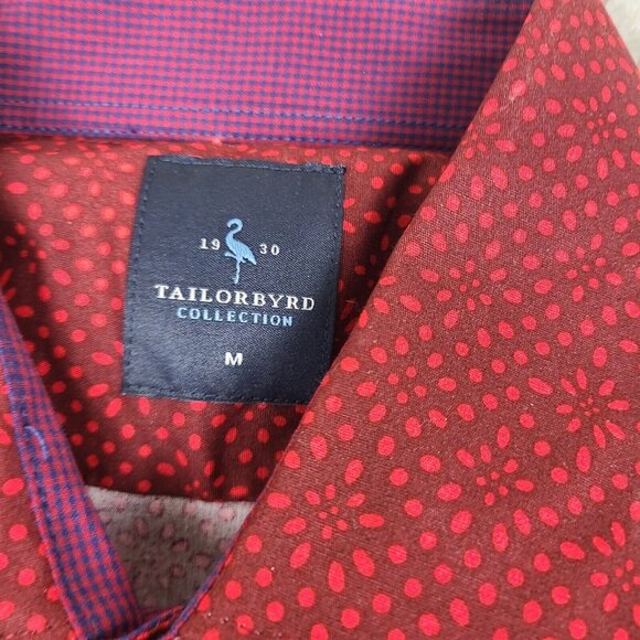 Taylorbyrd 1930 Shirt Mens Med Red Textured Long Sleeve Cotton Button up - Picture 4 of 8